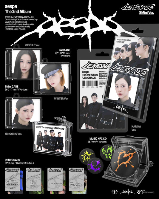 (PRE-ORDER 2026-06-04) aespa - 2nd Album [LEMONADE] SMini Version (Smart Album)(4 Versions) Random 1ea