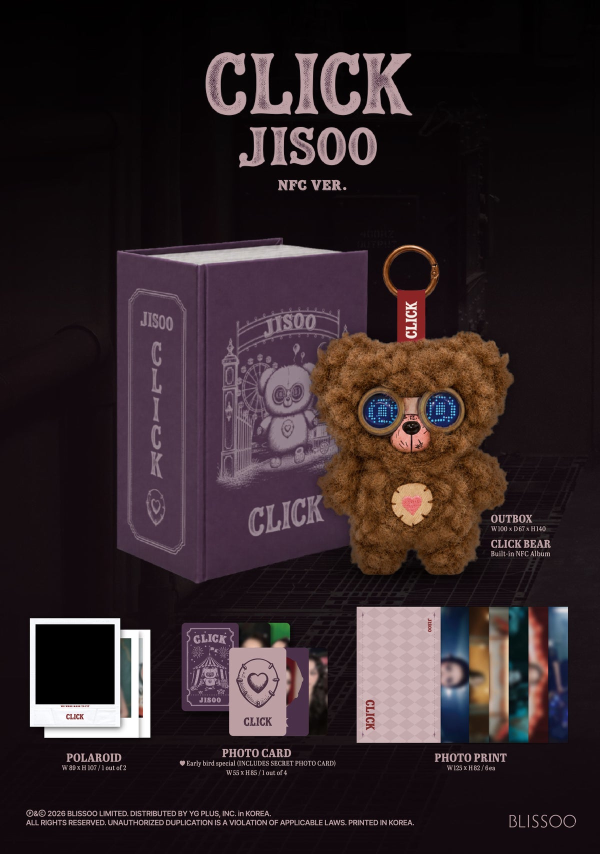 (PRE-ORDER 2026-09-04) JISOO 지수 (BLACKPINK) - Single Album [CLICK] CLICK BABY BEAR NFC Version