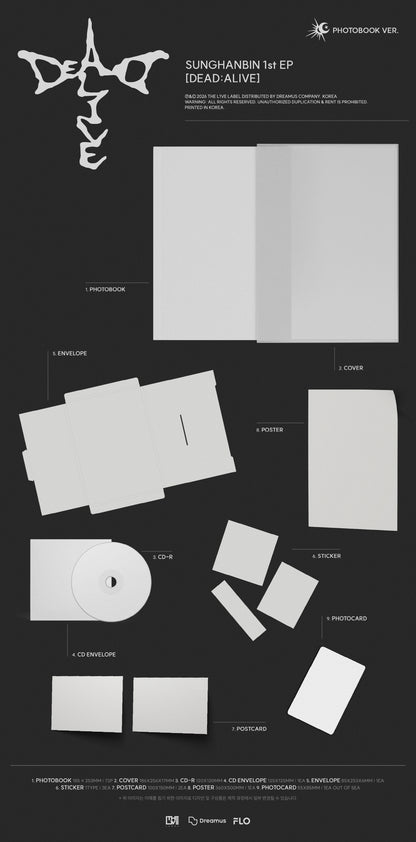 (PRE-ORDER 2026-10-12) SUNGHANBIN 성한빈 - 1st EP Album [DEAD:ALIVE] Photobook Version (3 Versions) Random 1ea (POB included - pre-order only)