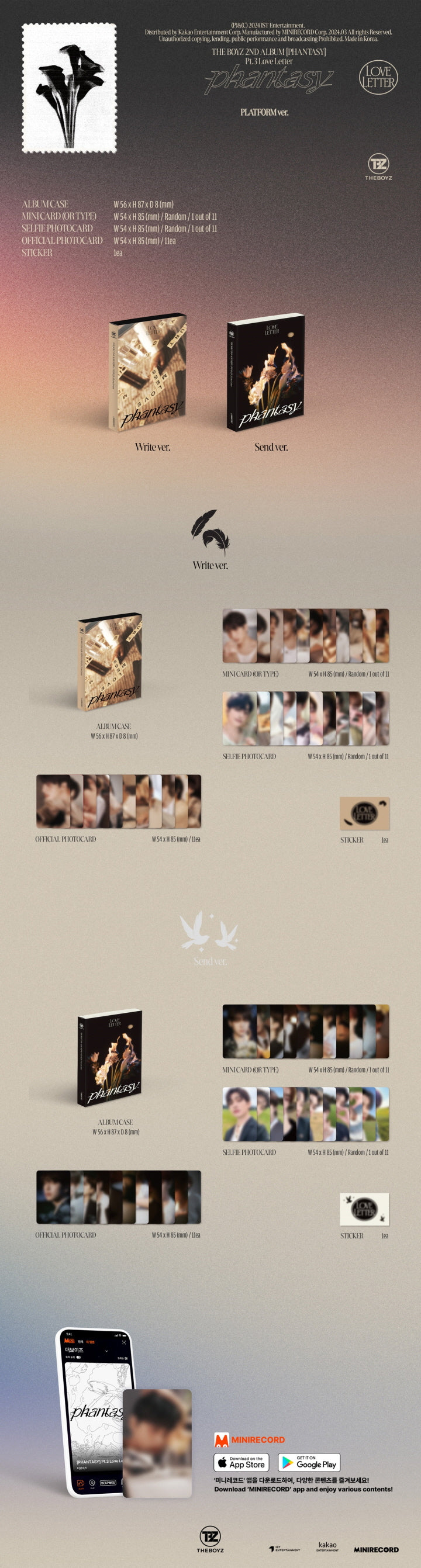 The Boyz 2nd Album Phantasy PT.3 Love Letter Platform Version (2 Versions).