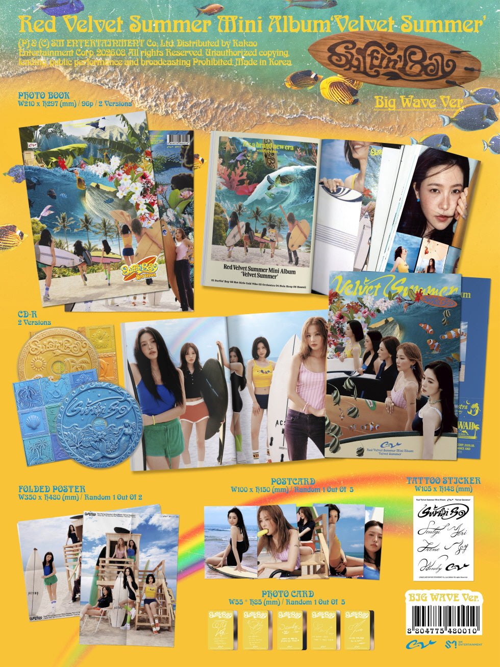 (PRE-ORDER 2026-08-04) Red Velvet - Summer Mini Album [Velvet Summer] Big Wave Version (2 Versions) Random 1ea (POB Included - Pre-order only)