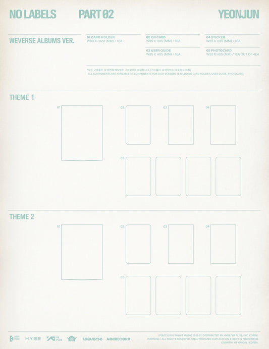 (PRE-ORDER 2026-07-10) YEONJUN (TXT) - [NO LABELS: PART 02] Weverse Albums Version (2 Versions) Random 1ea