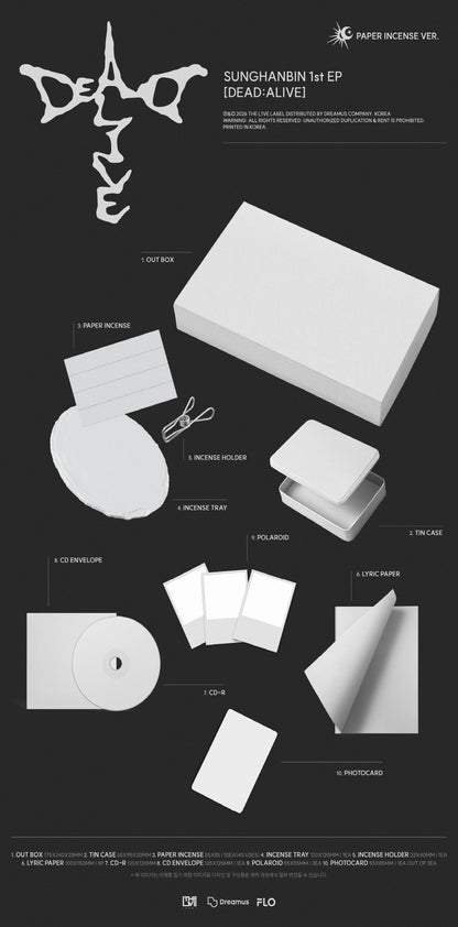 (PRE-ORDER 2026-10-12) SUNGHANBIN 성한빈 - 1st EP Album [DEAD:ALIVE] Paper Incense Version