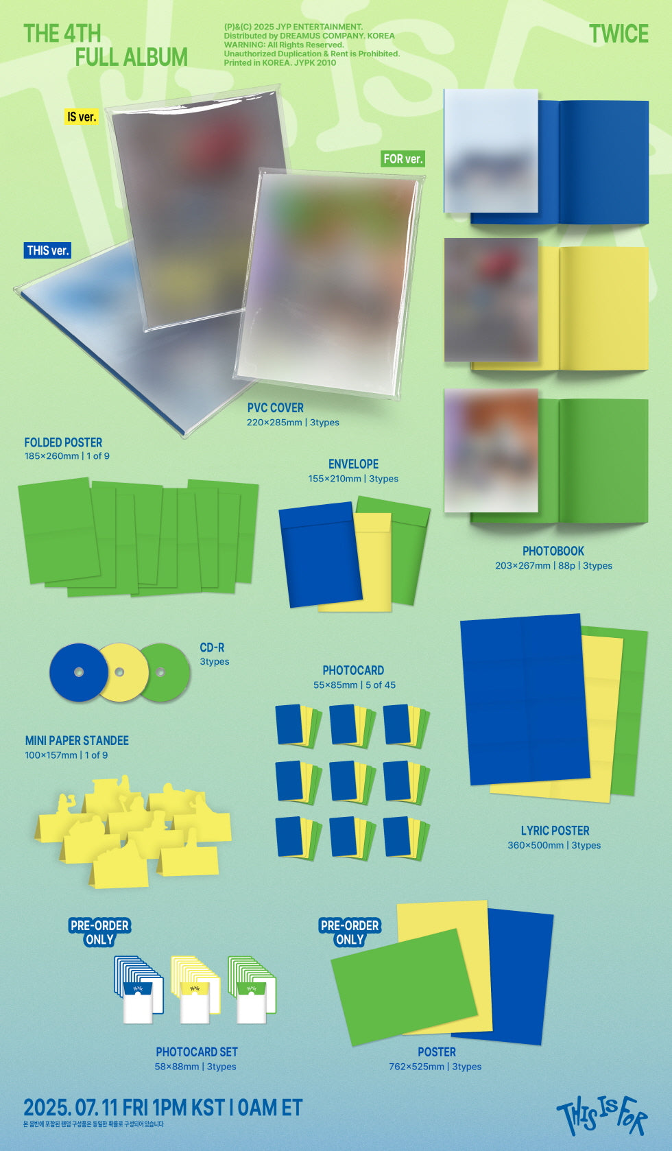 (PRE-ORDER 2025-07-11) Twice - 4th Full Album [THIS IS FOR] (3 Versions) Random 1ea (POB - Photocard Set, Poster)