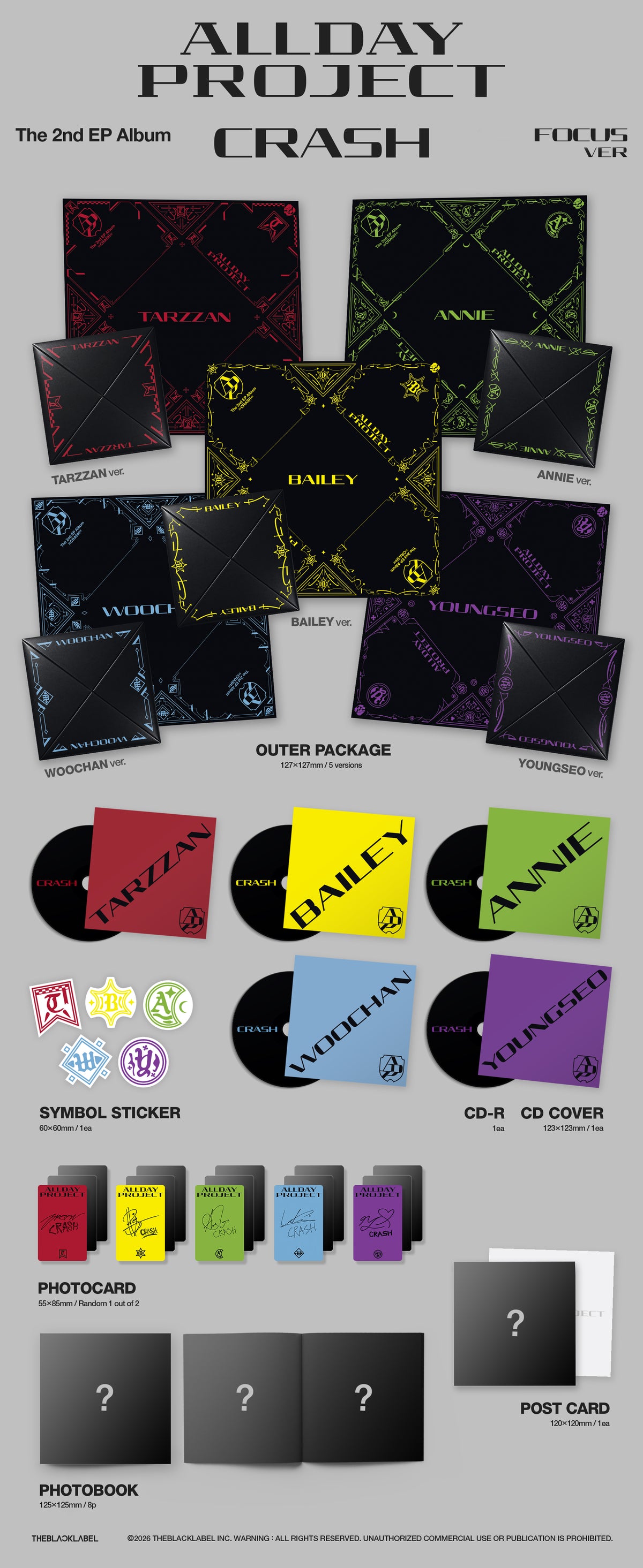 (PRE-ORDER 2026-09-28) ALLDAY PROJECT - 2nd EP Album [CRASH] FOCUS Version (5 Versions) Random 1ea
