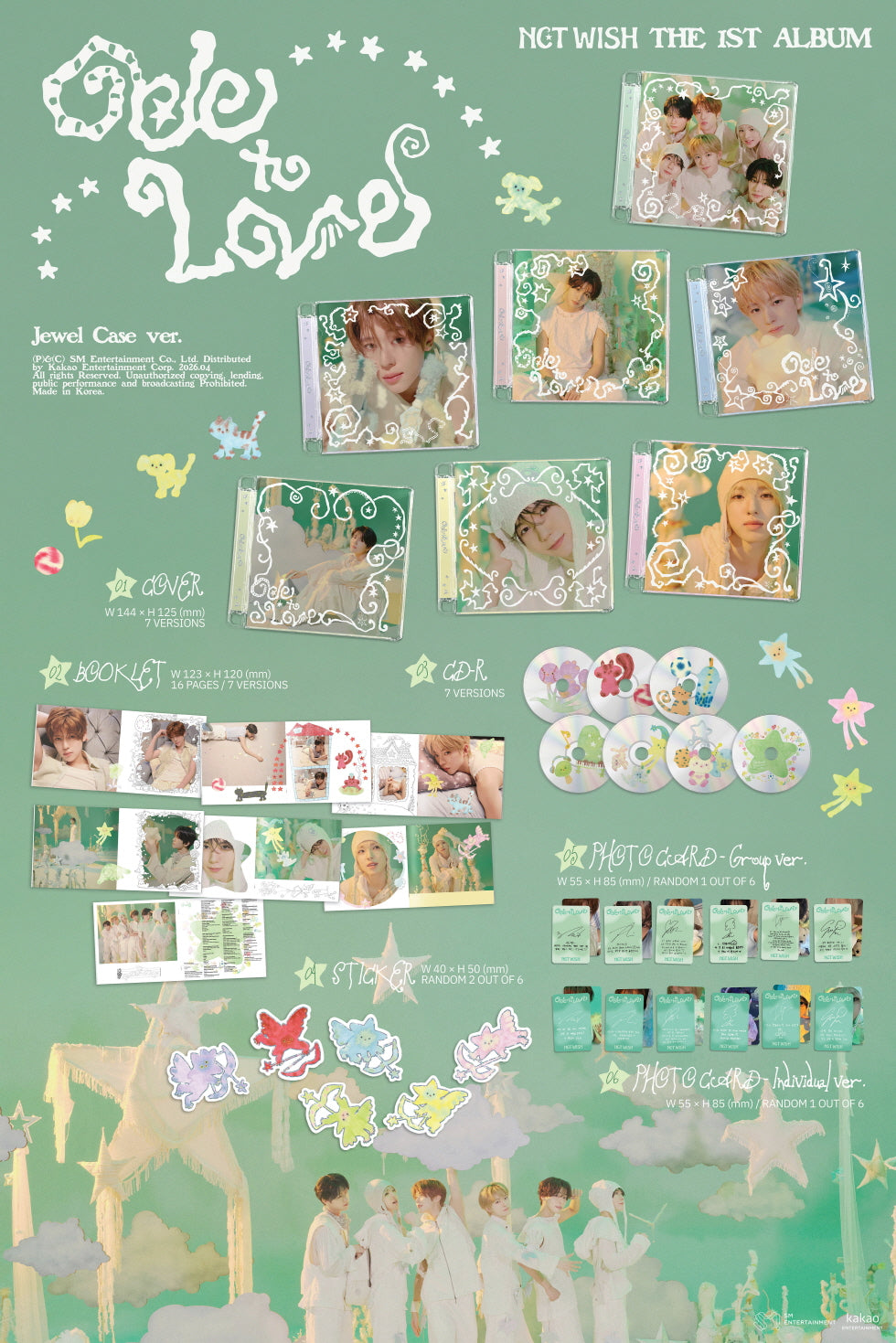 NCT Wish - 1st Full Album [Ode to Love] Jewel Case Version (7 Versions)