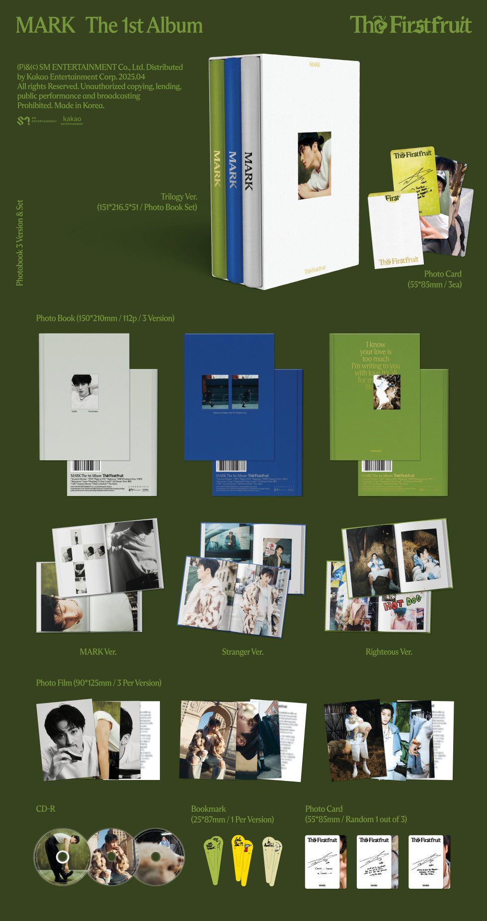 MARK (NCT) - 1st Album [The Firstfruit] Photobook Version (3 Versions) Set (Trilogy POB Included!!)