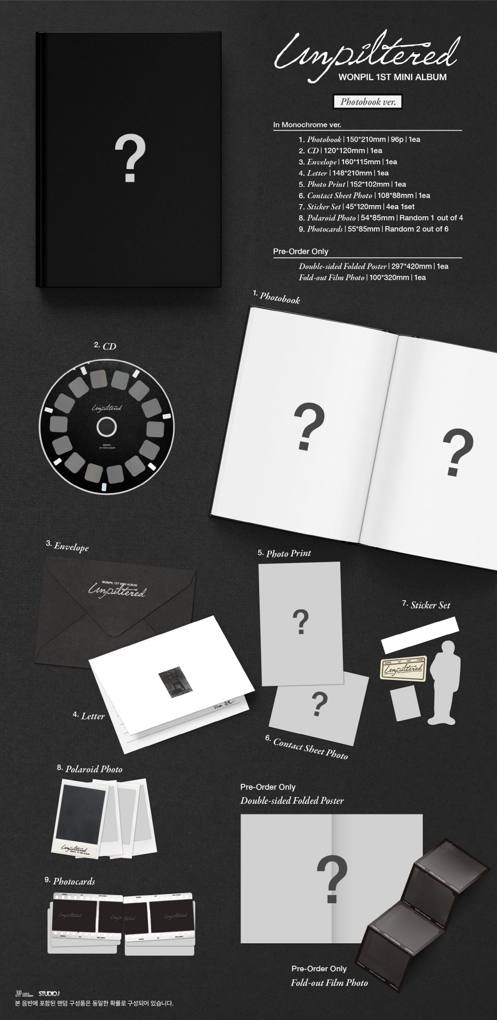 (PRE-ORDER 2026-03-30) Wonpil (Day6) - 1st Mini Album [Unpiltered] Photobook Version (2 Versions) Set