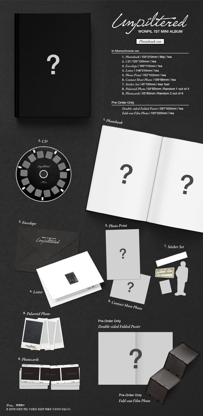 (PRE-ORDER 2026-03-30) Wonpil (Day6) - 1st Mini Album [Unpiltered] Photobook Version (2 Versions) Set