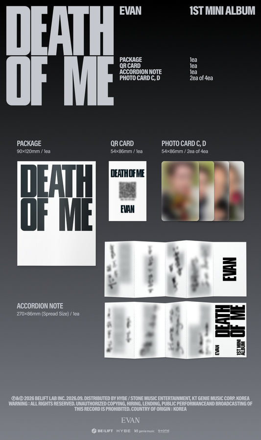 (PRE-ORDER 2026-09-07) EVAN 에반 - 1st Mini Album [DEATH OF ME] Weverse Albums Version