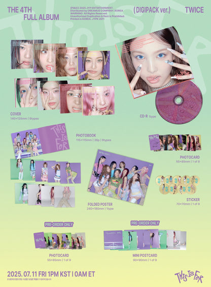 Twice - 4th Full Album [THIS IS FOR] Digipack Version (9 Versions)(POB - Photocard, Mini Postcard Included -Limited Quantity)