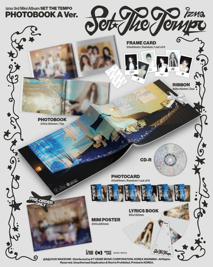 (PRE-ORDER 2026-06-09) izna - 3rd Mini Album [Set The Tempo] Photobook Version (2 Versions) Random 1ea