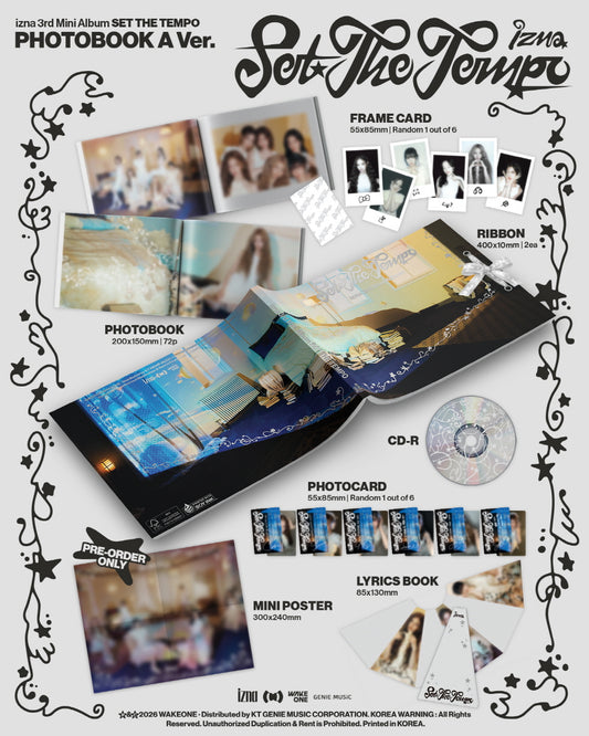 (PRE-ORDER 2026-06-09) izna - 3rd Mini Album [Set The Tempo] Photobook Version (2 Versions) Random 1ea