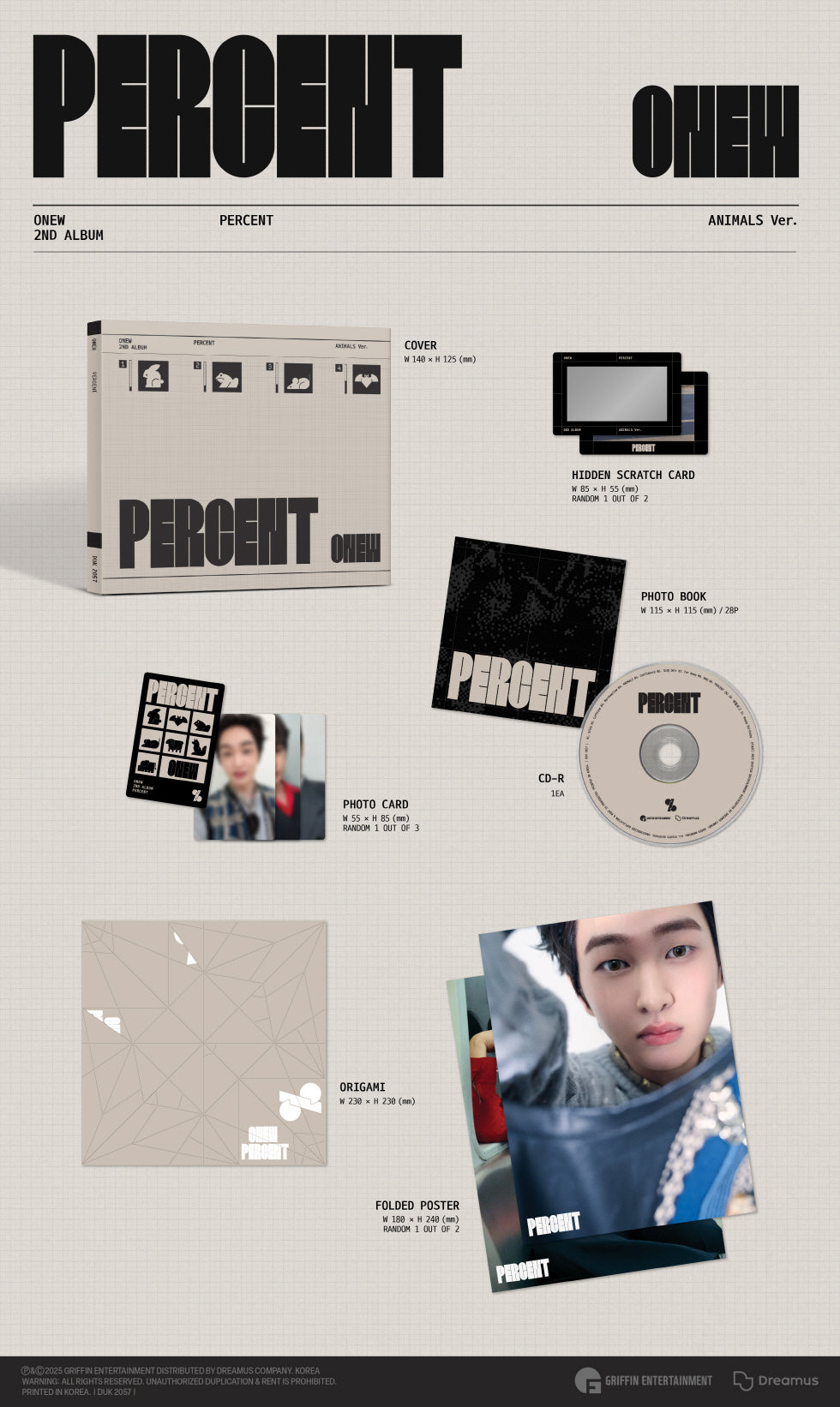 Onew (SHINee) - 2nd Album [Percent] Digipack Version (2 Versions).