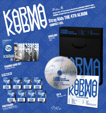 (PRE-ORDER 2025-08-22) Stray Kids - 4th Full Album [KARMA] Compact Version (POB Photocard 1ea Included)