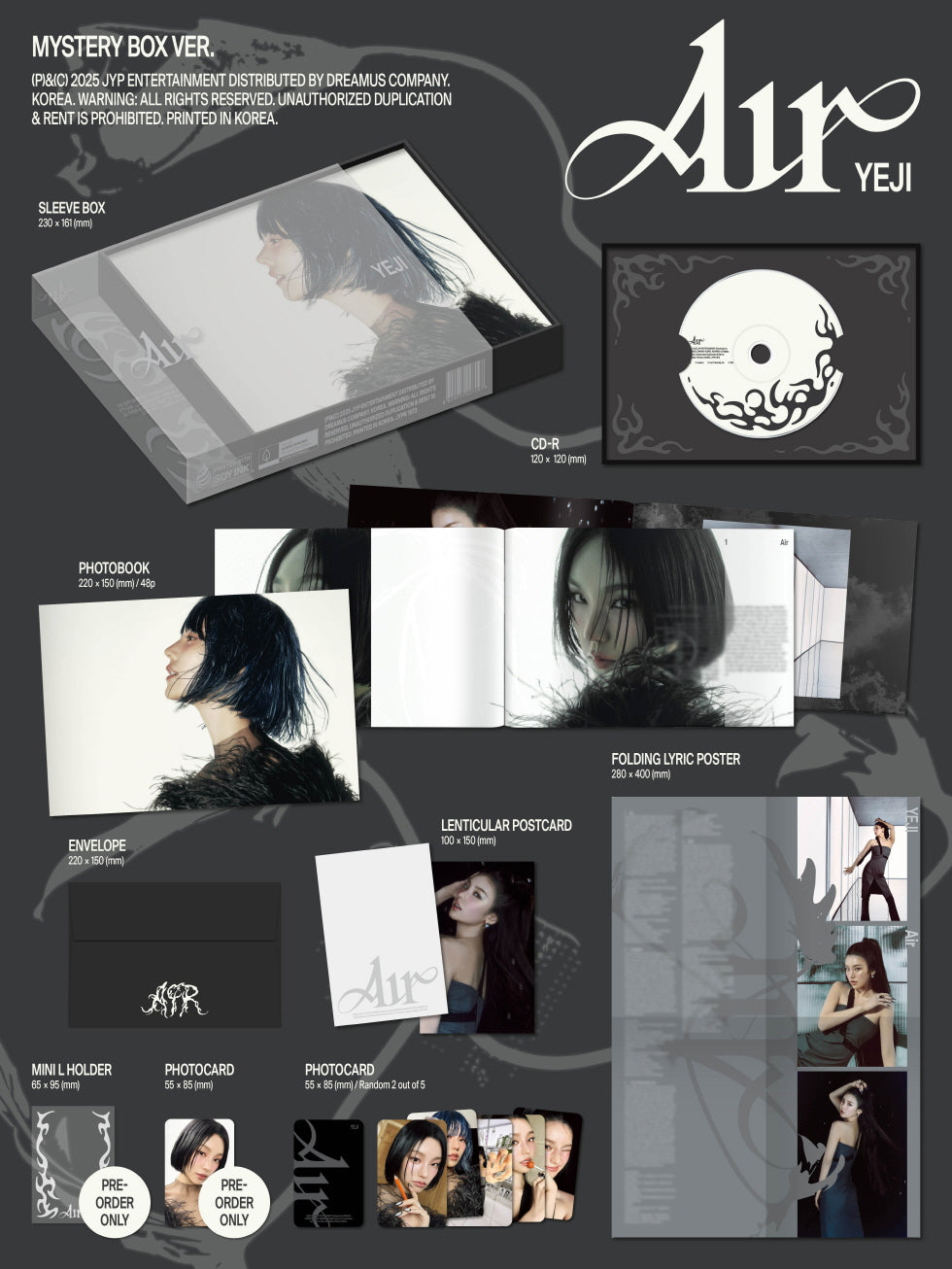 Yeji (ITZY) -  [Air] Mystery Box Version (POB - Unreleased Selfie Photocard 1ea Included!!).