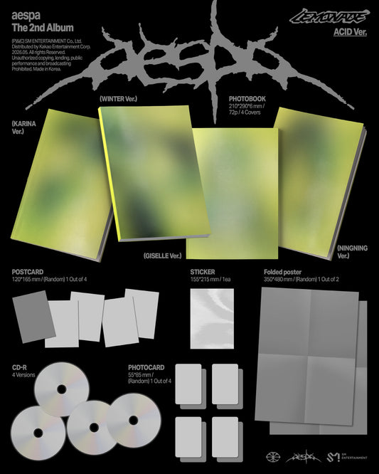 (PRE-ORDER 2026-05-29) aespa - 2nd Album [LEMONADE] ACID Version (4 Versions) Random 1ea (POB Included - Pre Order only)