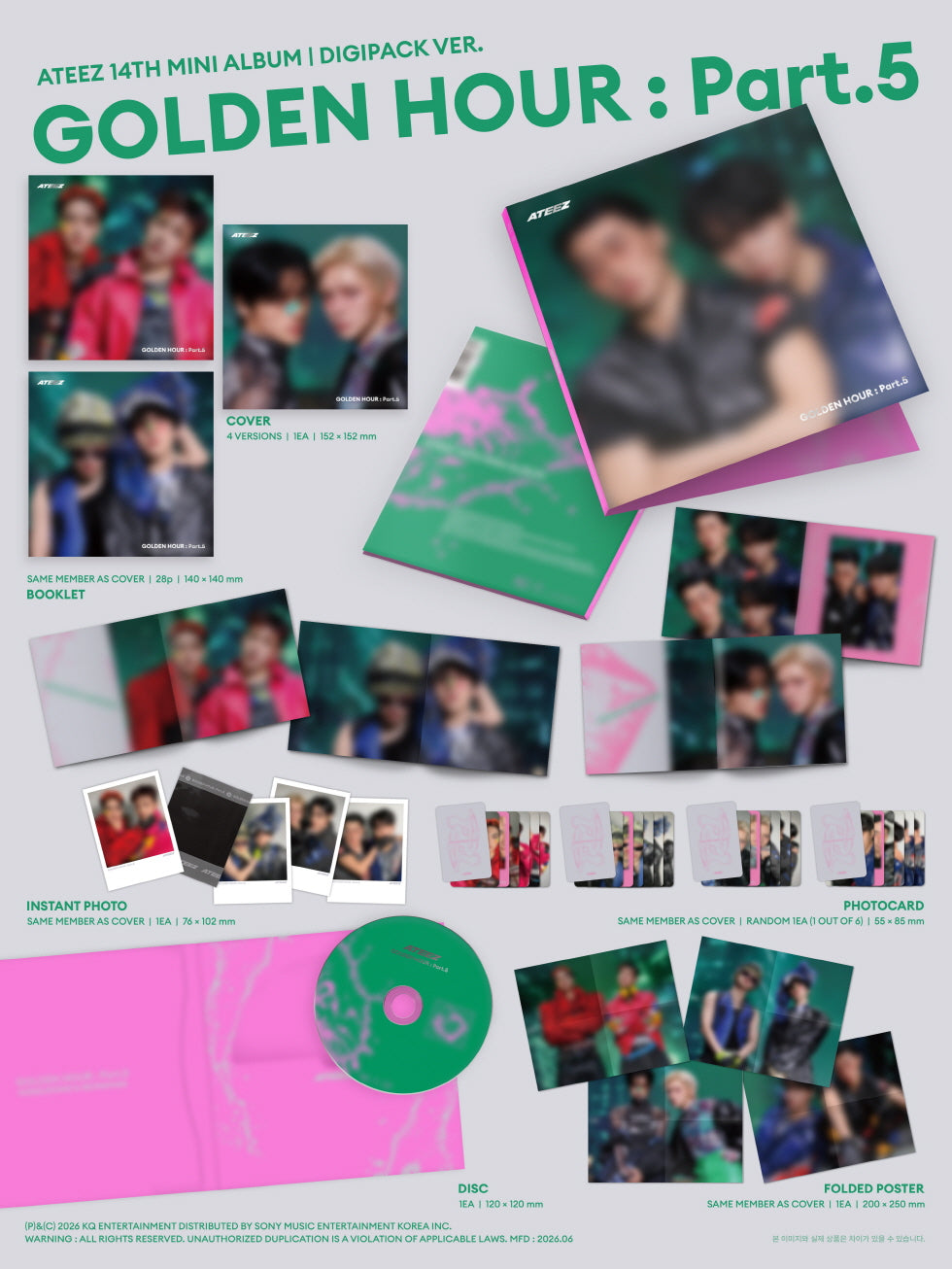 (PRE-ORDER 2026-06-26) ATEEZ - 14th Mini Album [GOLDEN HOUR : Part.5] DIGIPACK UNIT Version (4 Versions) Random 1ea (POB Included - Pre-order only)