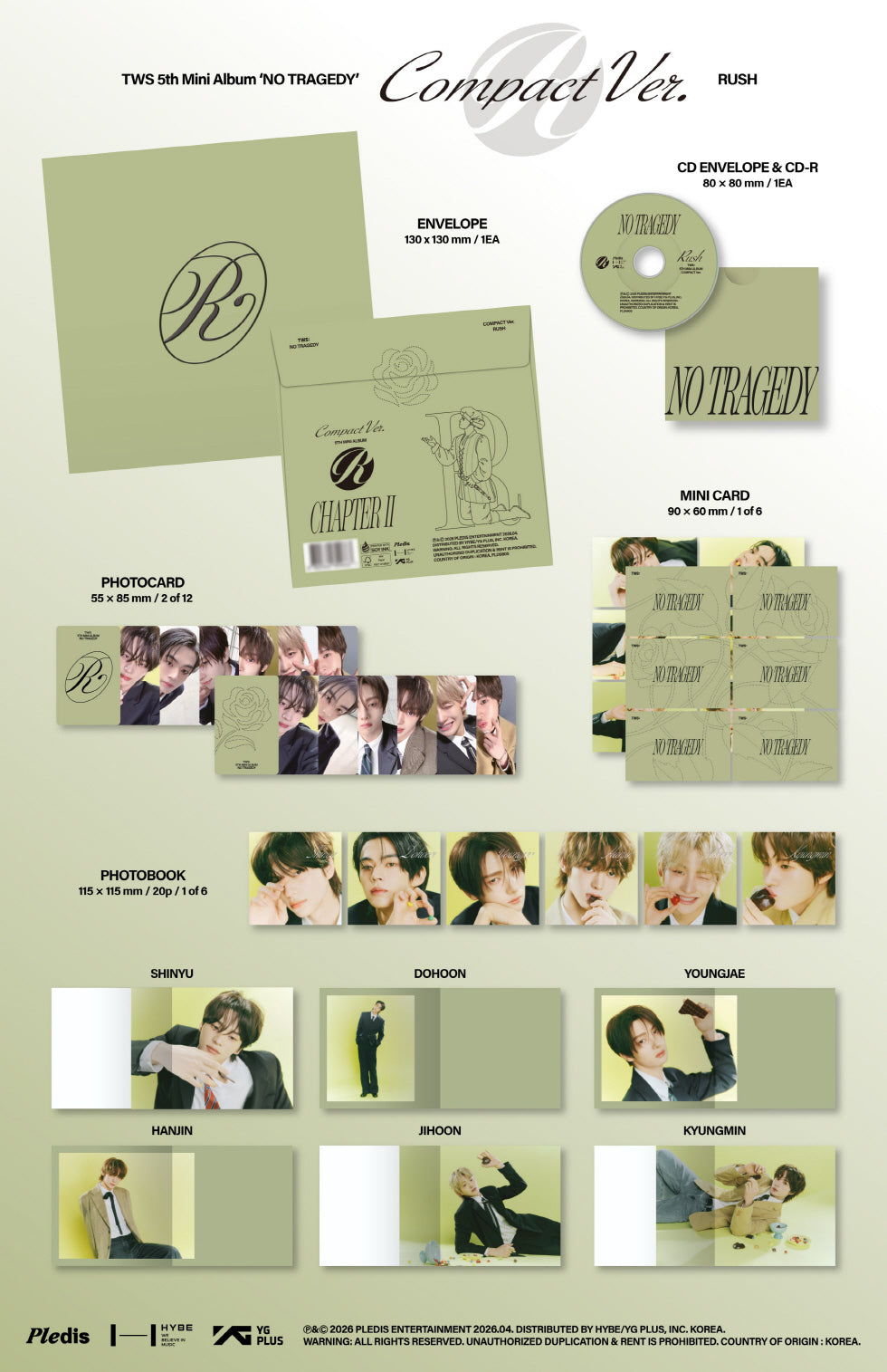 TWS - 5th Mini Album [NO TRAGEDY] Compact Version (3 Versions) Random 1ea