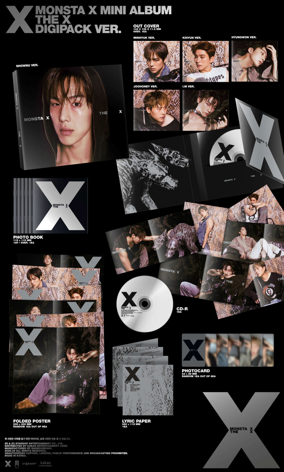 MONSTA X - 13th Mini Album [THE X] DIGIPACK Version (6 Versions).