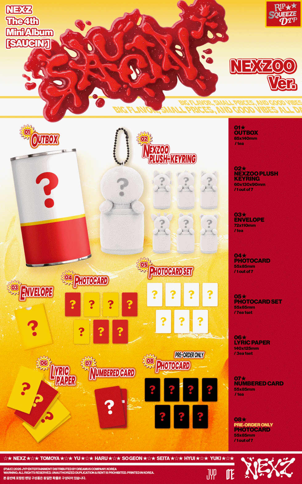 (PRE-ORDER 2026-08-24) NEXZ - 4th Mini Album [SAUCIN'] NEXZOO Version (7 Versions) Random 1ea