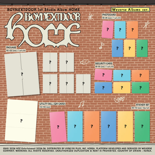 (PRE-ORDER 2026-06-08) BOYNEXTDOOR - 1st Studio Album [HOME] Weverse Albums Version (6 Versions) Random 1ea