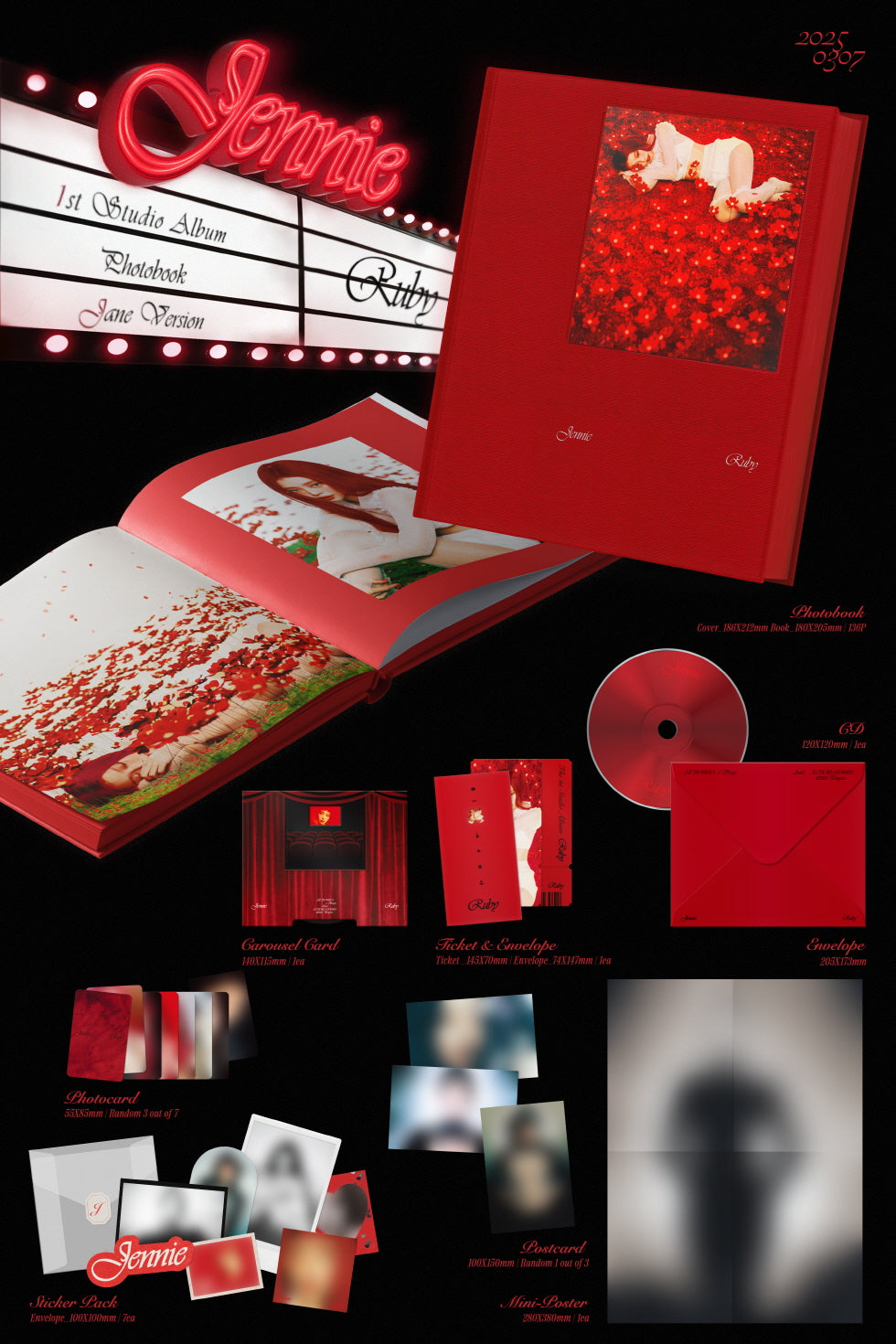 Jennie (BLACKPINK) - The 1st Studio Album [Ruby] Photobook Version (2 Versions).