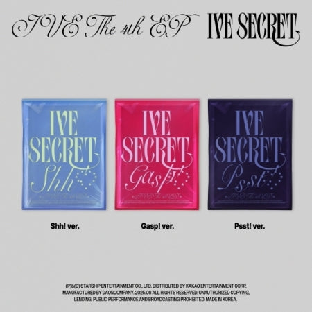 (PRE-ORDER 2025-08-26) IVE - 4th EP Album [IVE SECRET] (3 Versions) Set
