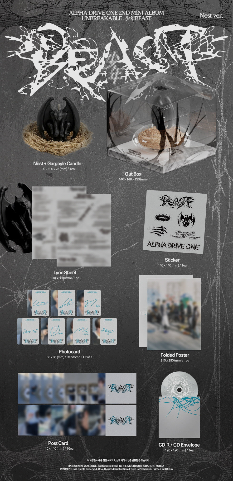 (PRE-ORDER 2026-08-25) ALPHA DRIVE ONE (ALD1) - 2nd Mini Album [UNBREAKABLE : 少年BEAST] Nest Version (Limited Edition)