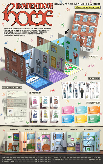 (PRE-ORDER 2026-06-08) BOYNEXTDOOR - 1st Studio Album [HOME] Weverse Albums Version (6 Versions) Random 1ea