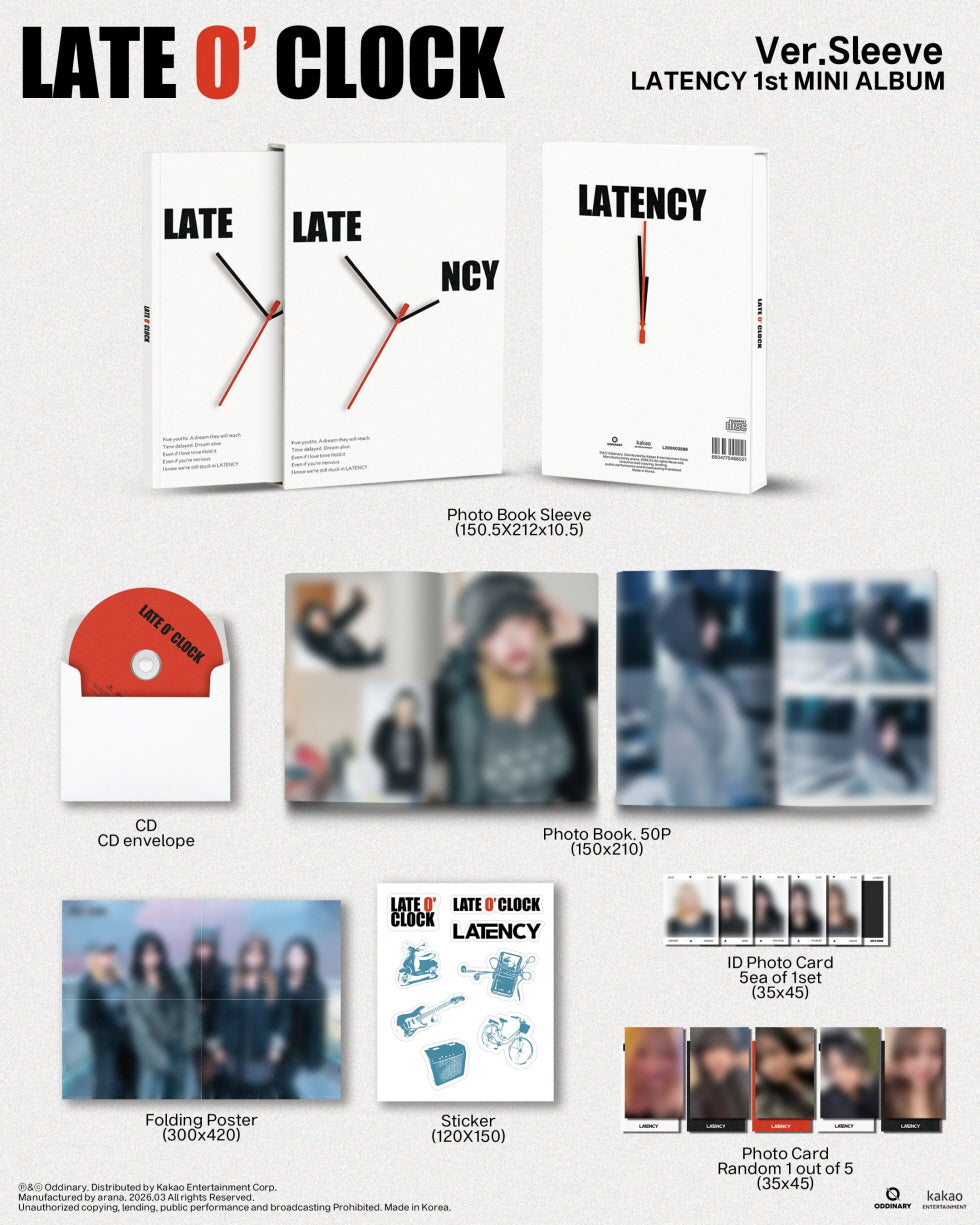 (PRE-ORDER 2026-03-19) LATENCY - 1st Mini Album [LATE O' CLOCK] Sleeve Version