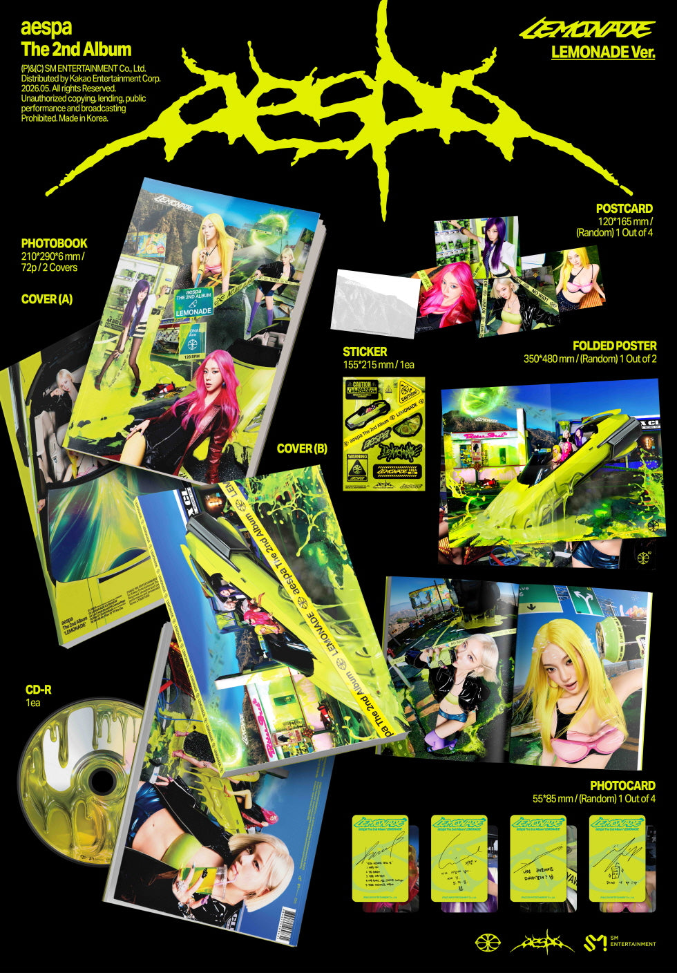 Aespa 2nd Album LEMONADE LEMONADE Version 2 Versions POB Option aespa-2nd-album-lemonade-lemonade-version-2-versions-pob-option