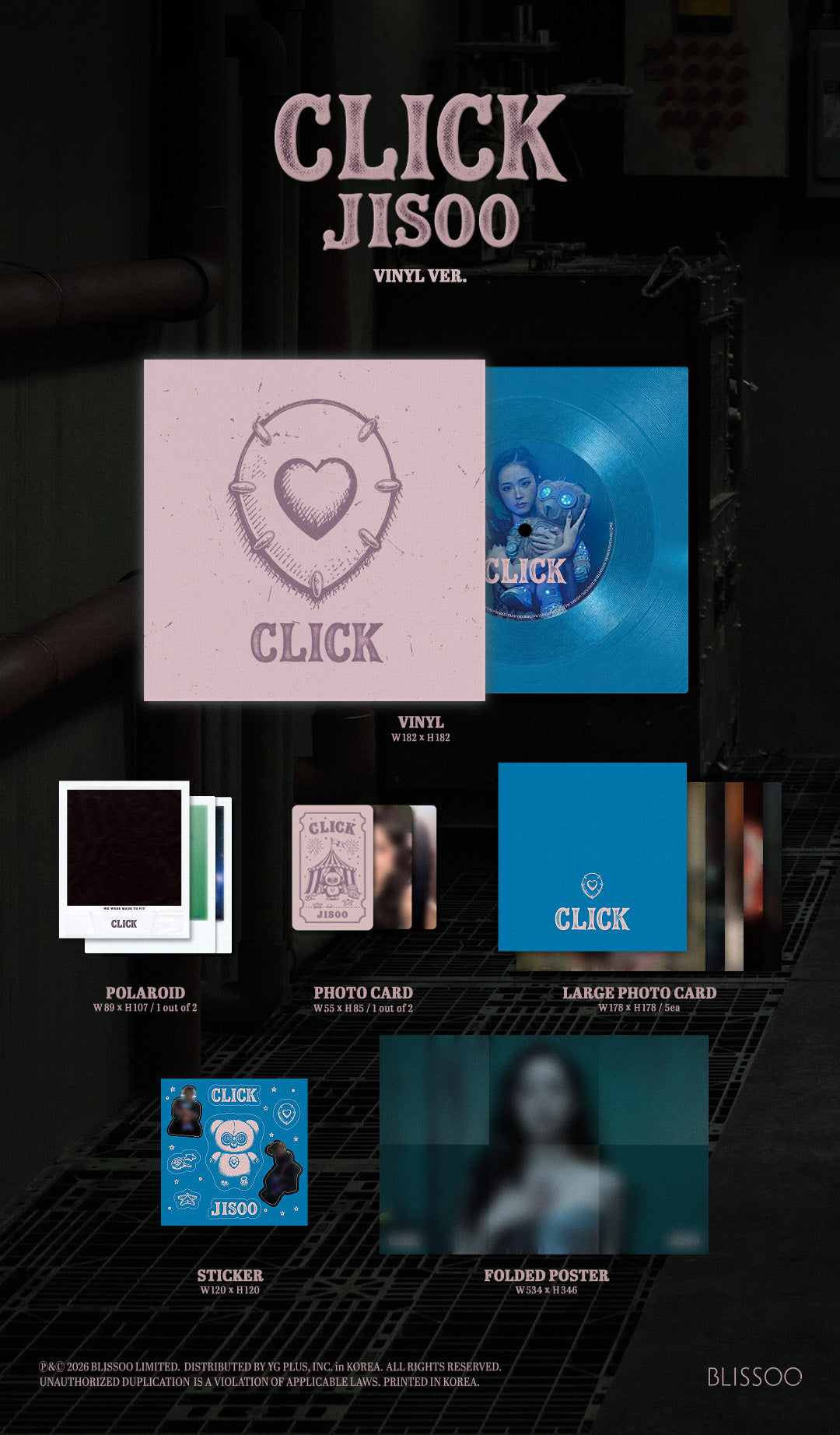 (PRE-ORDER 2026-11-30) JISOO 지수 (BLACKPINK) - Single Album [CLICK] LP Vinyl Version