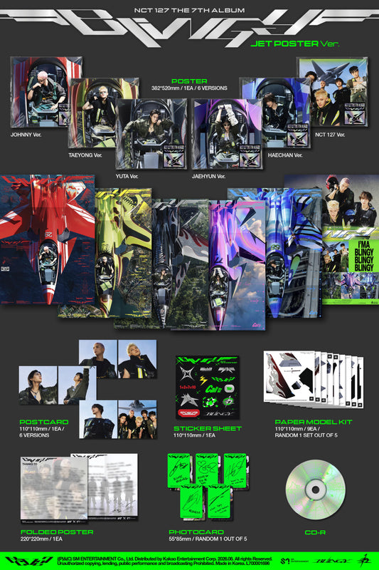 (PRE-ORDER 2025-08-25) NCT 127 - 7th Album [BLINGY] JET Poster Version (6 Versions) Random 1ea