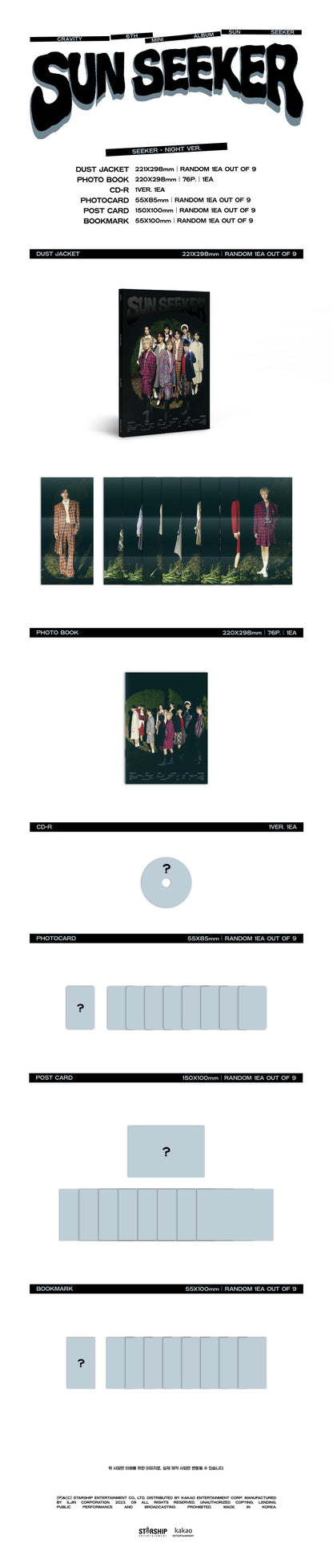 CRAVITY 6th Mini Album SUN SEEKER Night Version (9 Versions) Random