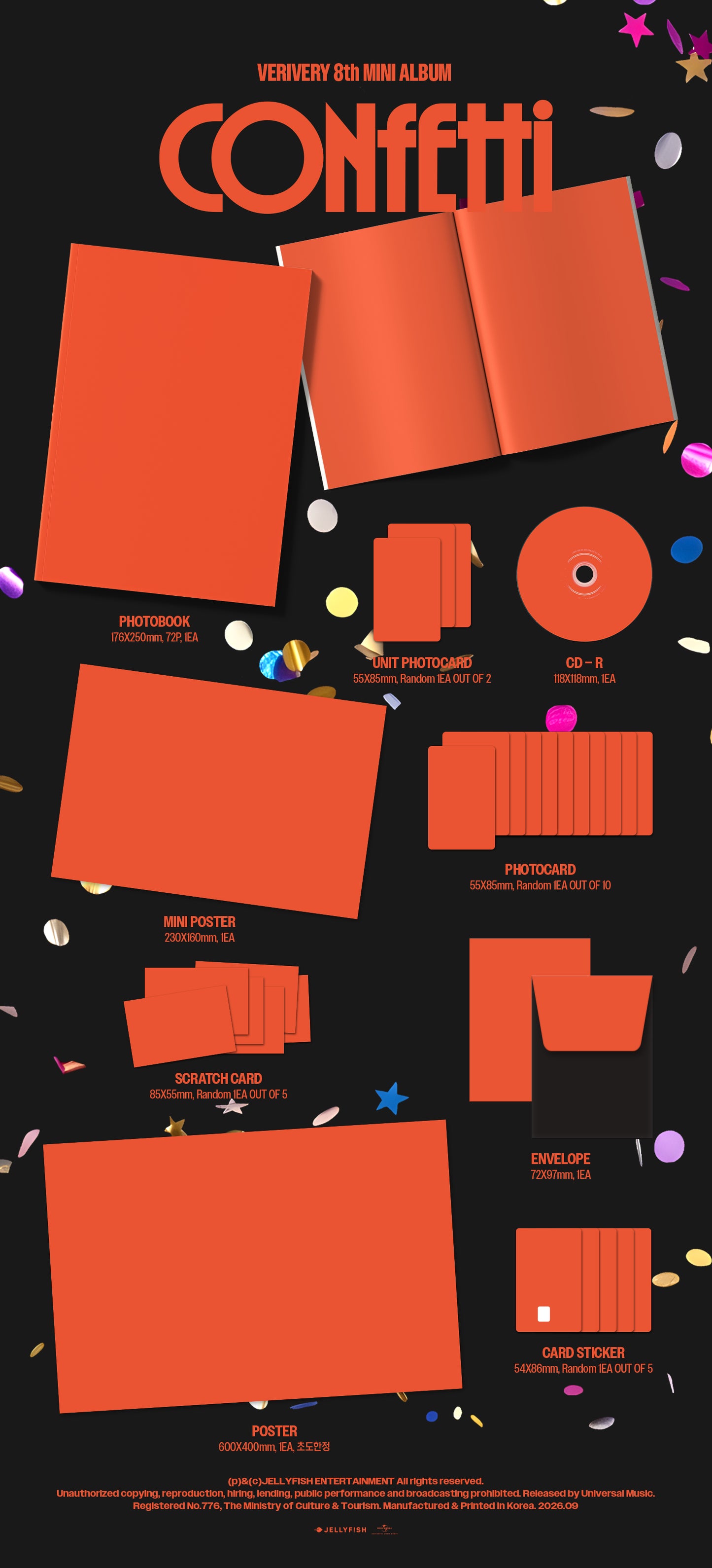 (PRE-ORDER 2026-09-07) VERIVERY 베리베리 - 8th Mini Album [CONFETTI] Photobook Version