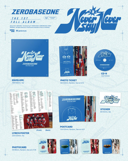 (PRE-ORDER 2025-09-02) ZEROBASEONE - 1st Full Album [NEVER SAY NEVER] Slam Dunk Version.