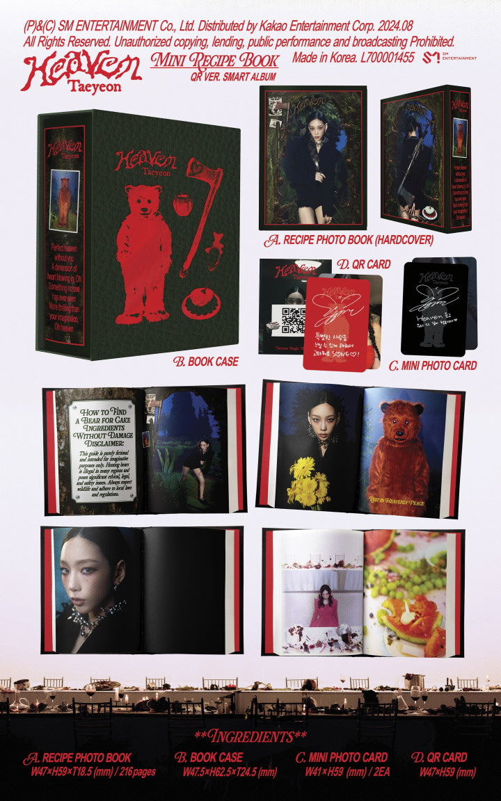 Taeyeon Single Haeven Mini Recipe Book (QR Version Smart Album).