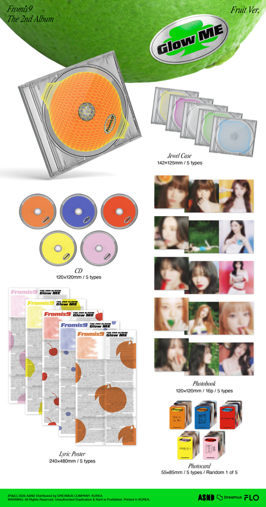 (PRE-ORDER 2026-07-21) fromis_9 - 2nd Album [Glow ME] Fruit Version (5 Versions) Set