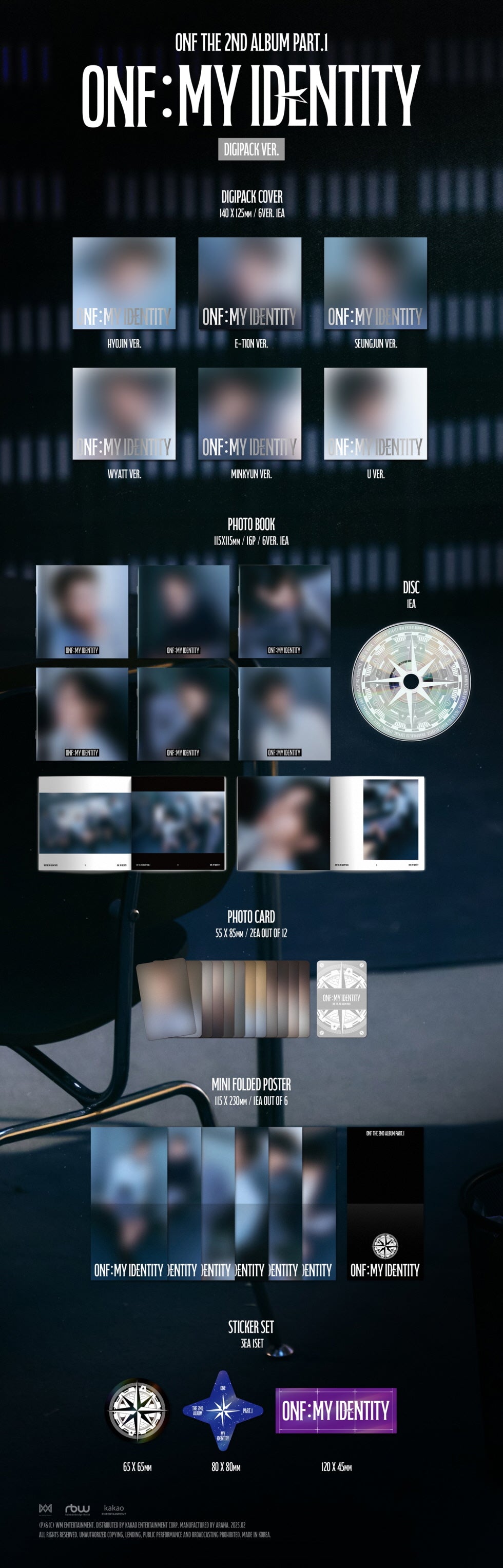 ONF - 2nd Album Part. 1 [ONF: MY IDENTITY] Digipack Album (6 Versions) Random 1ea
