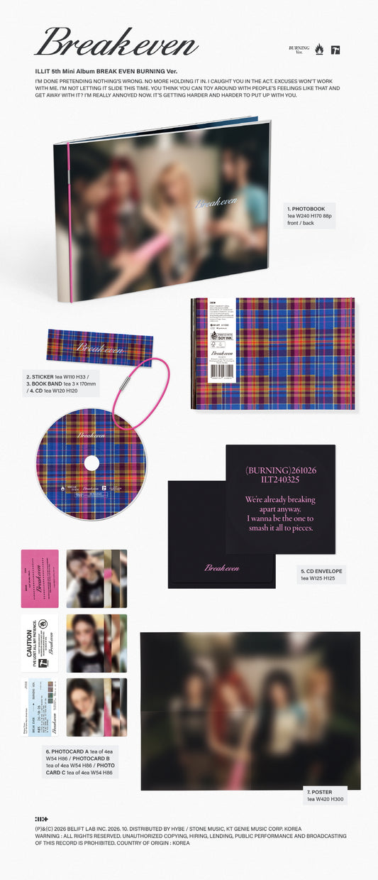 (PRE-ORDER 2026-10-27) ILLIT - 5th Mini Album [BREAK EVEN] Standard Version (3 Versions) Random 1ea (POB Included - pre-order only)