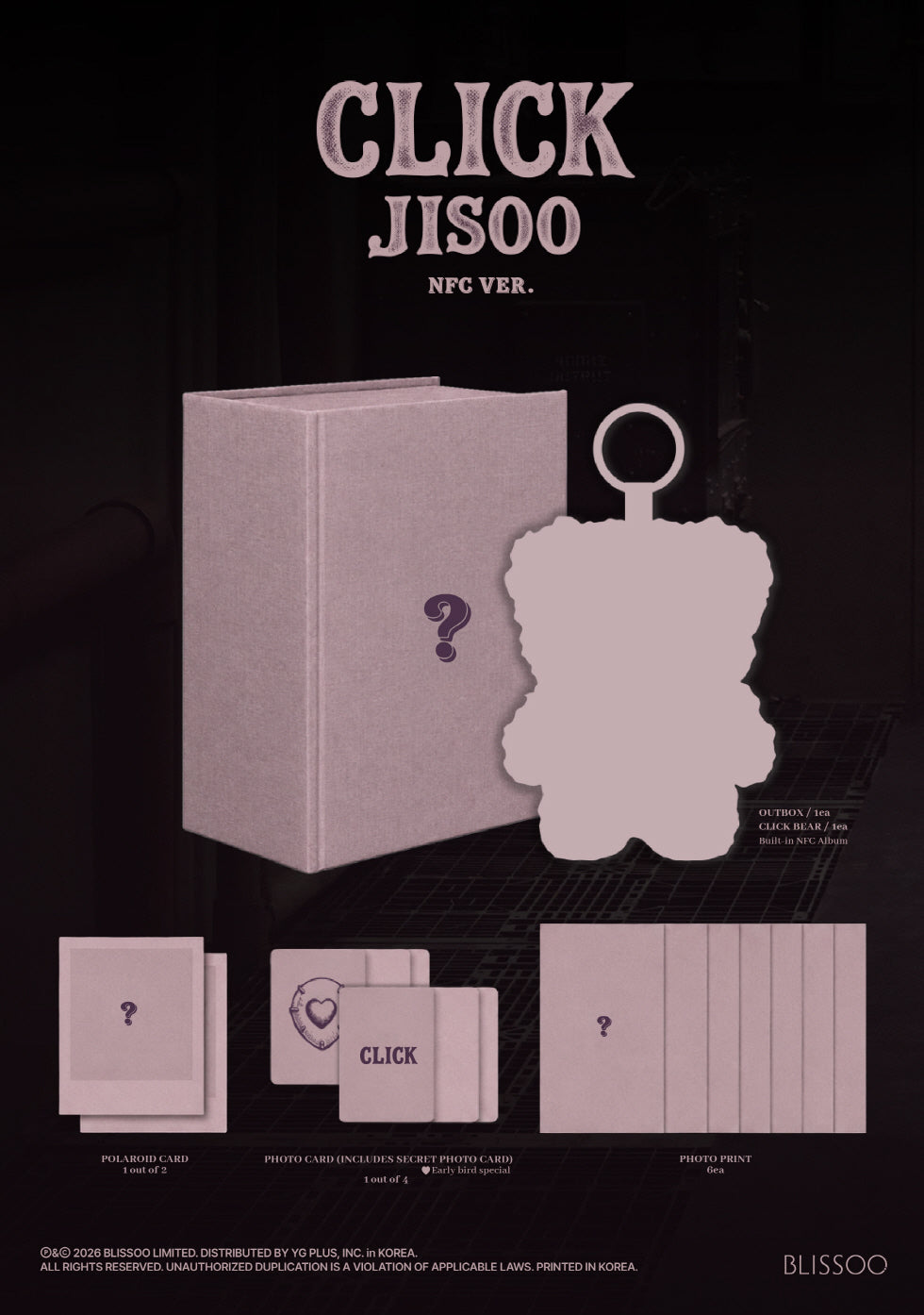 (PRE-ORDER 2026-09-04) JISOO 지수 (BLACKPINK) - Single Album [CLICK] CLICK BABY BEAR NFC Version
