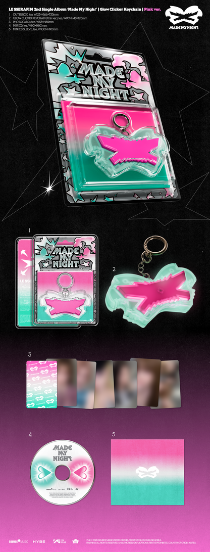 (PRE-ORDER 2026-10-23) LE SSERAFIM - 2nd Single Album [Made My Night] Glow Clicker Version (2 Versions)