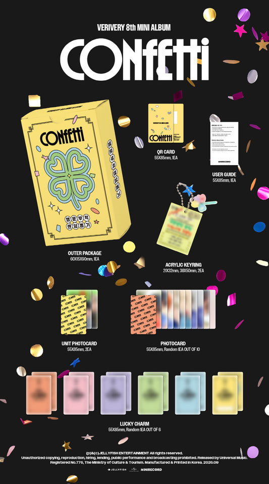 (PRE-ORDER 2026-09-07) VERIVERY 베리베리 - 8th Mini Album [CONFETTI] Luckycharm Version
