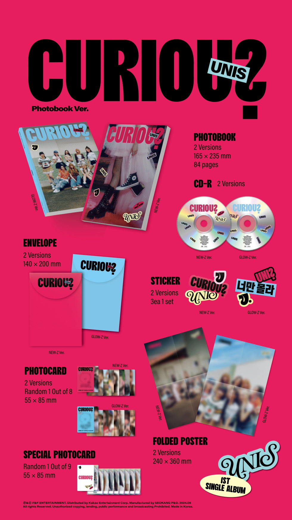 Unis - 1st Single Album Curious Photobook Version (2 Versions).