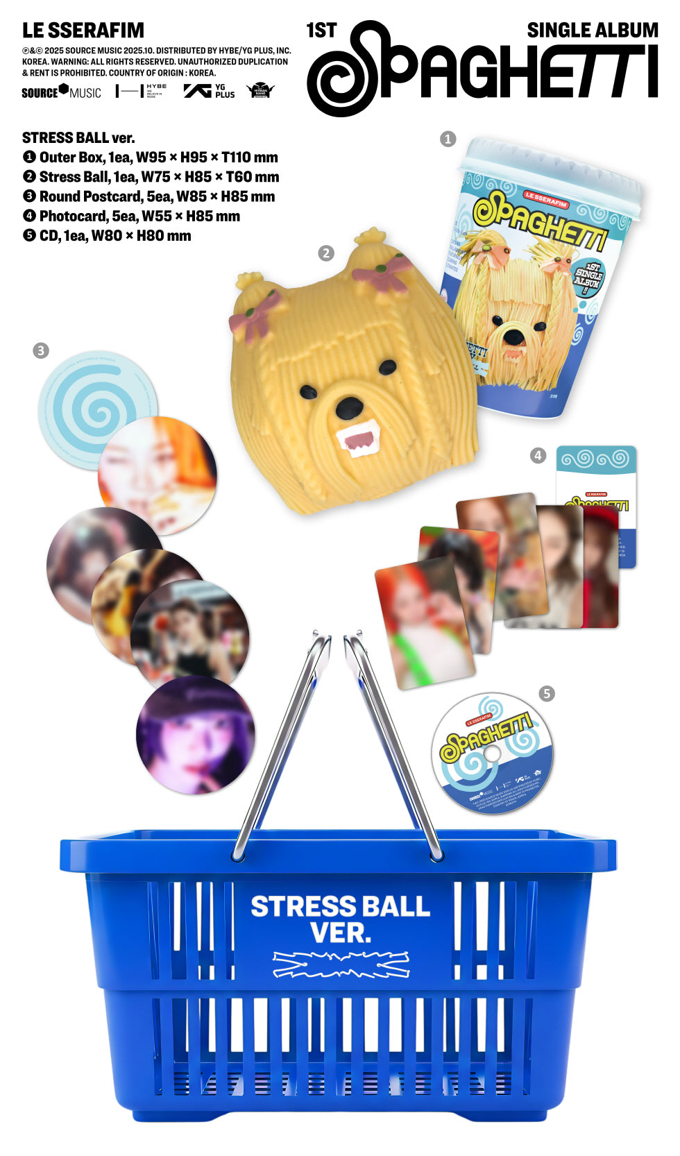 (PRE-ORDER 2025-10-24) LE SSERAFIM - 1st Single Album [SPAGHETTI] Stress Ball Version.