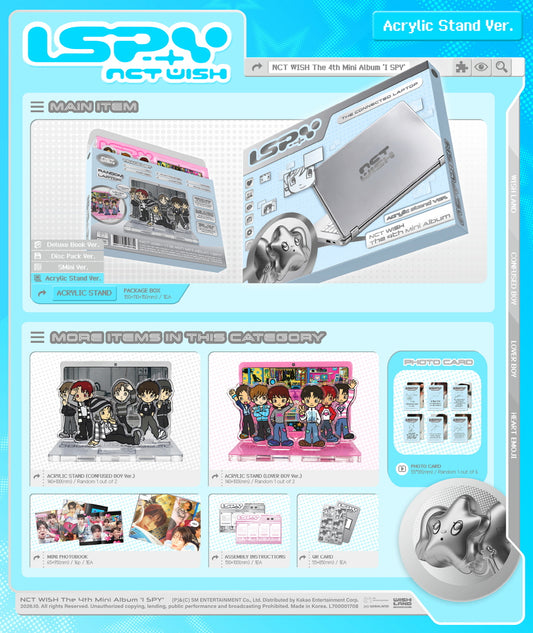 (PRE-ORDER 2026-10-13) NCT Wish - 4th Mini Album [I SPY] Acrylic Stand Version (2 Versions) Random 1ea