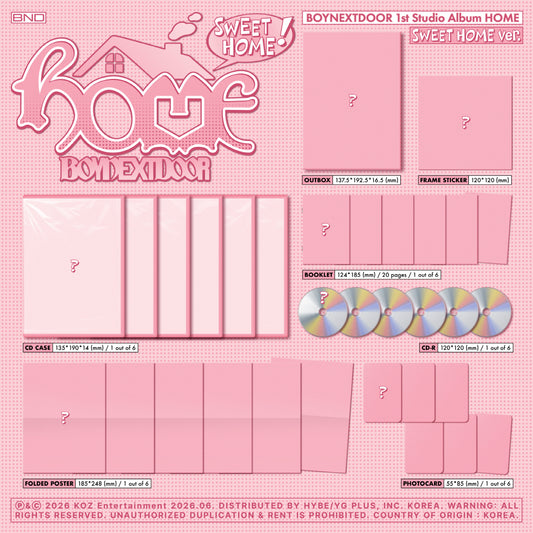 (PRE-ORDER 2026-06-08) BOYNEXTDOOR - 1st Studio Album [HOME] SWEET HOME Version (6 Versions) Random 1ea (POB Included - Pre-order only)