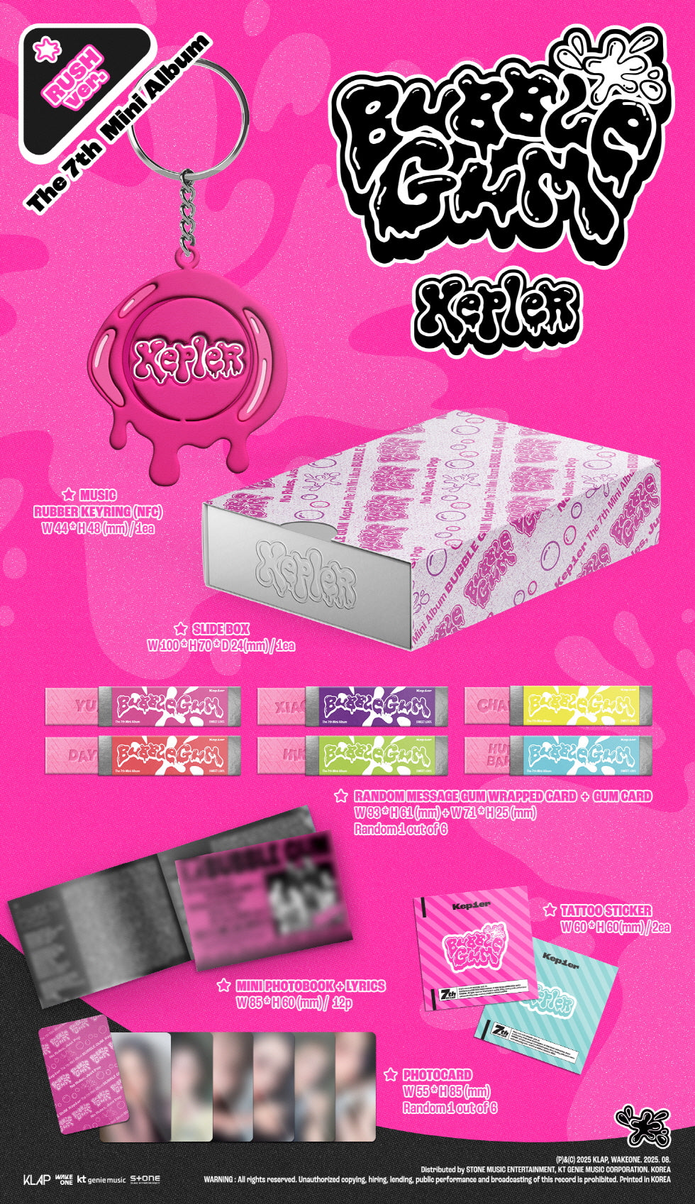 Kep1er - 7th Mini Album [BUBBLE GUM] RUSH Version (Keyring Version).