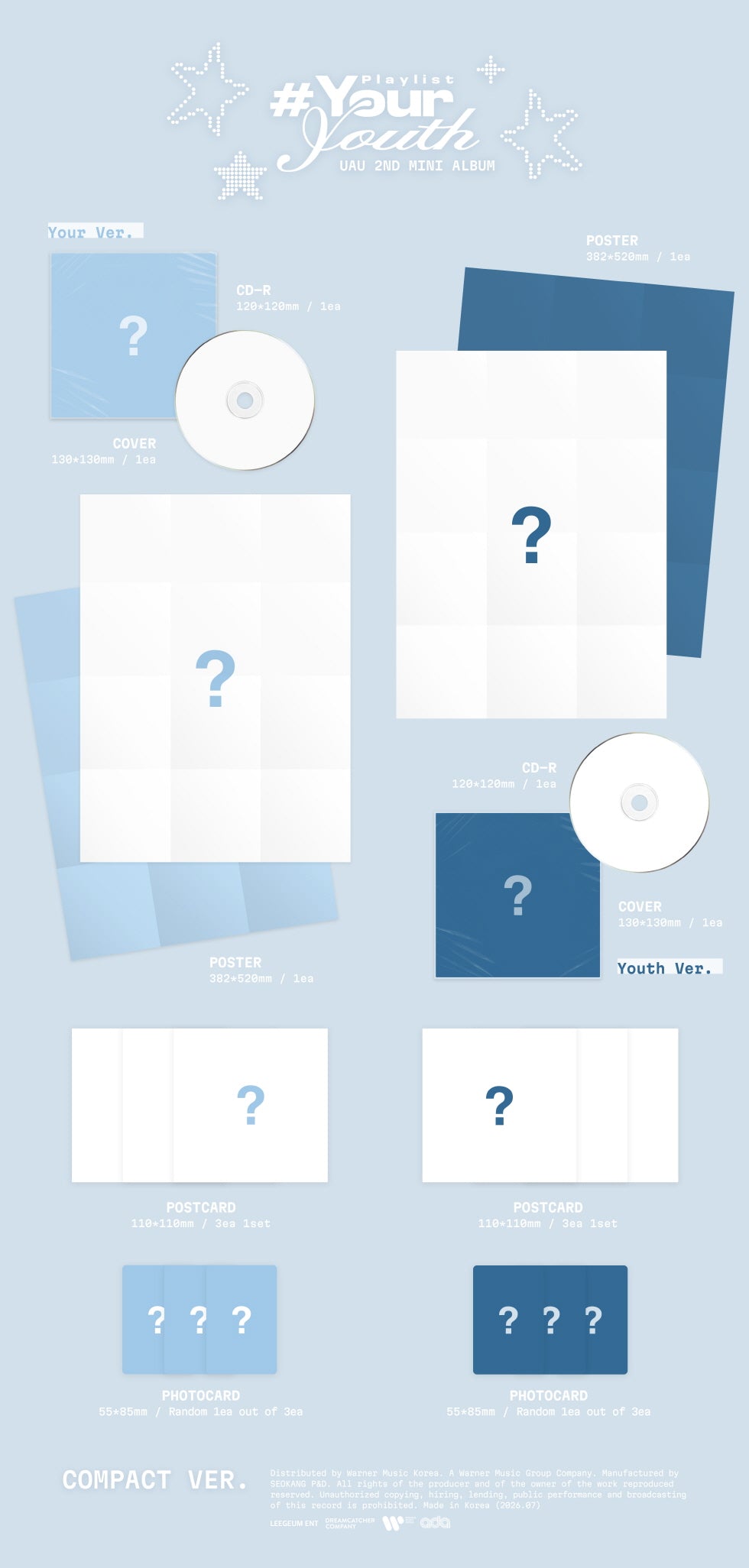 (PRE-ORDER 2026-07-01) UAU - 2nd Mini Album [Playlist #Your Youth] Compact Version (Random 1ea)